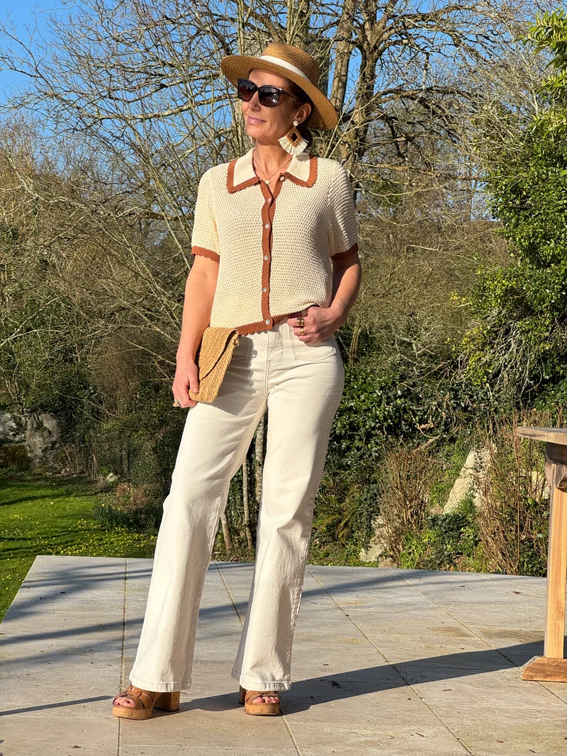 Polo crochet beige camel ALOIS