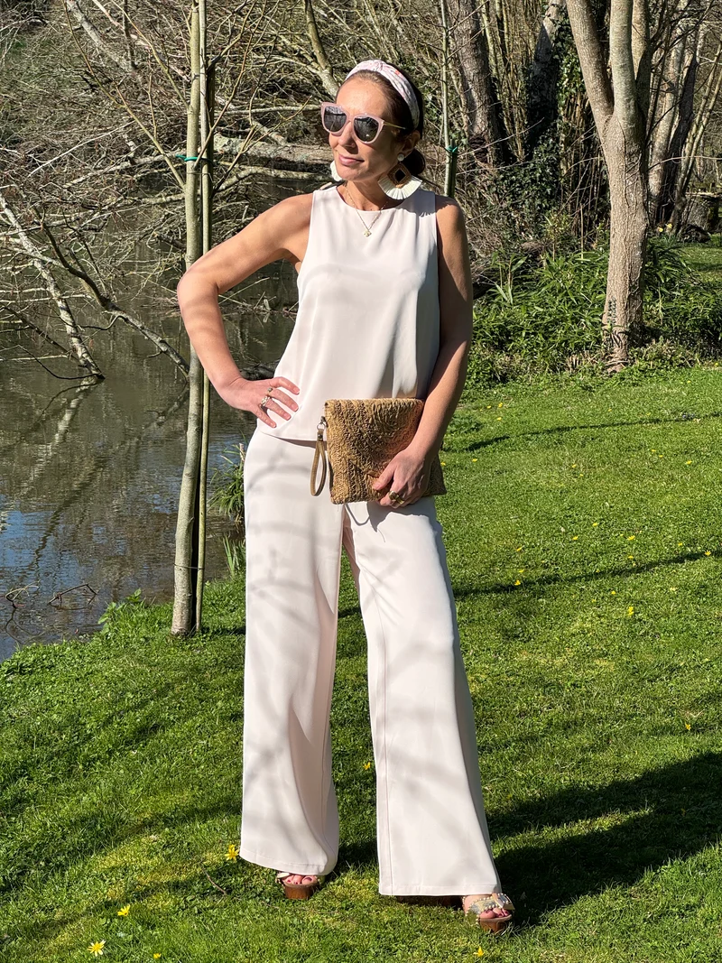 Pantalon rose fluide taille haute ORIA