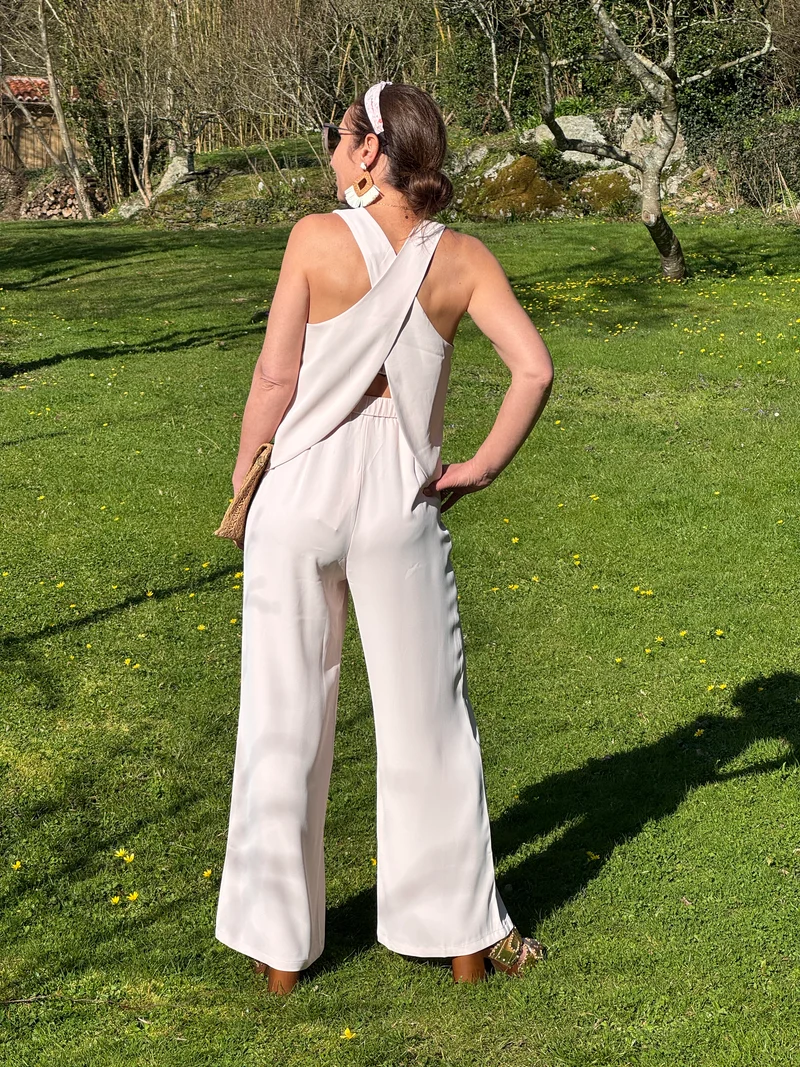 Pantalon rose fluide taille haute ORIA