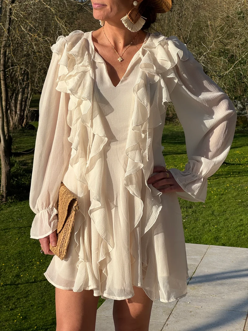 Robe courte à volants écru RUX La Petite Etoile
