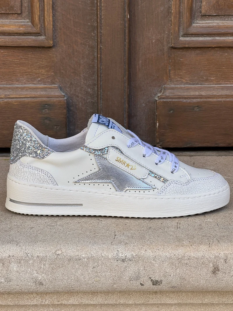 Basket blanc paillettes argentés ALE D611 Semerdjian
