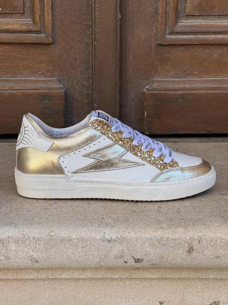 Basket blanc doré paillettes NOUBAR E462 Semerdjian
