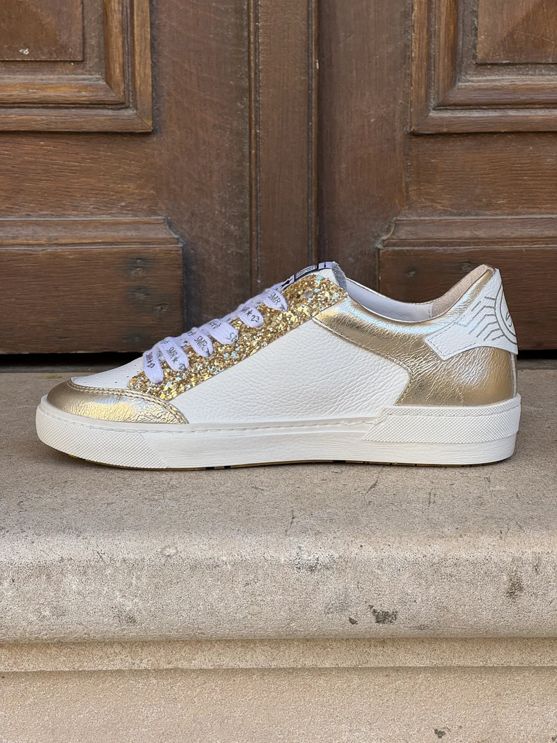 Basket blanc doré paillettes NOUBAR E462 Semerdjian