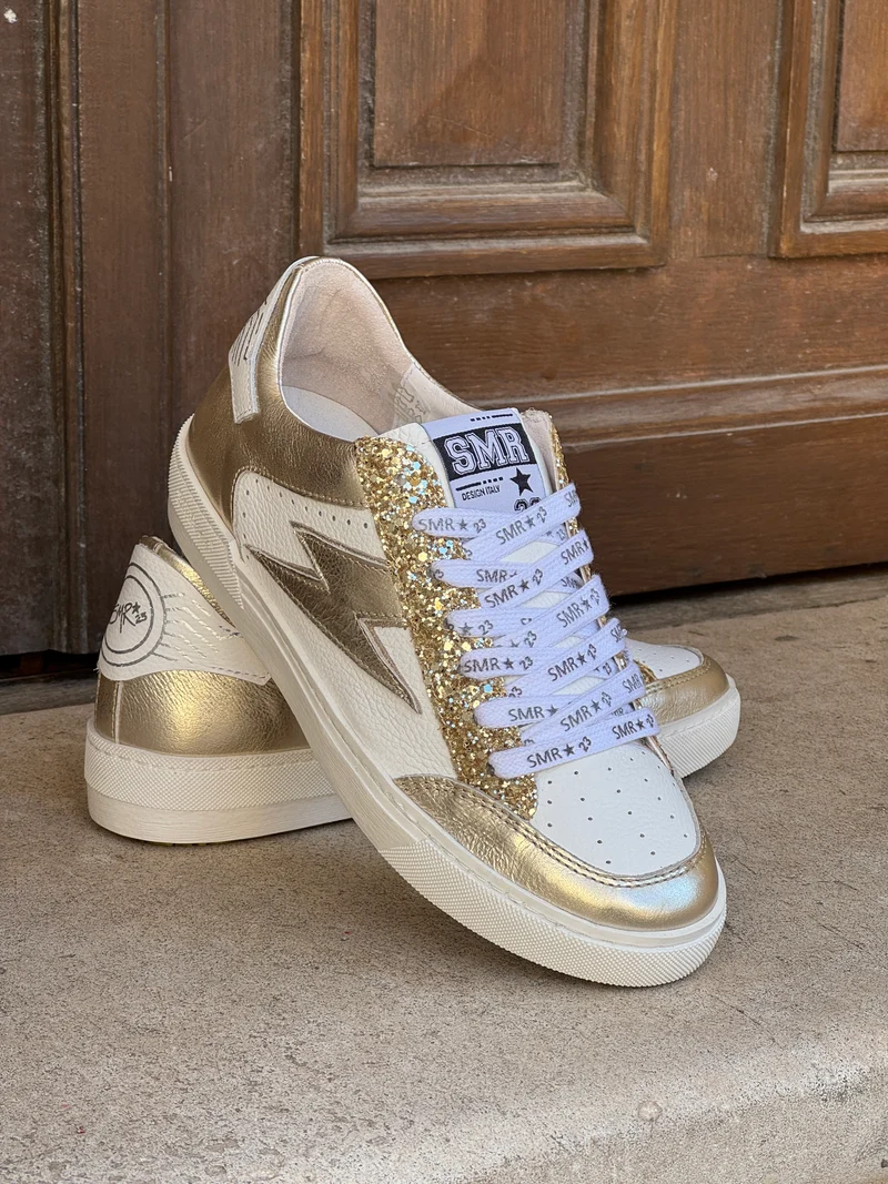 Basket blanc doré paillettes NOUBAR E462 Semerdjian