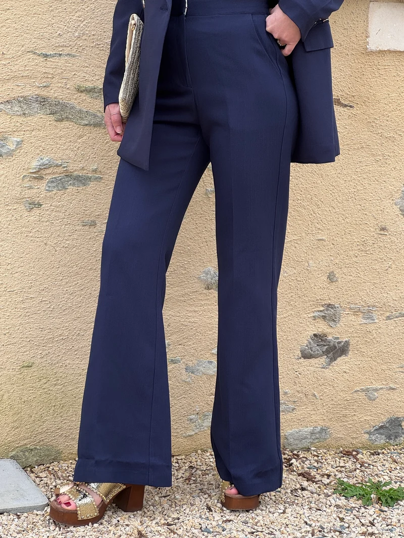 Pantalon droit taille haute marine PONY La Petite Étoile