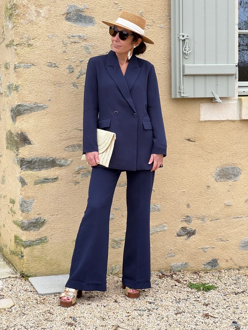 Pantalon droit taille haute marine PONY La Petite Étoile