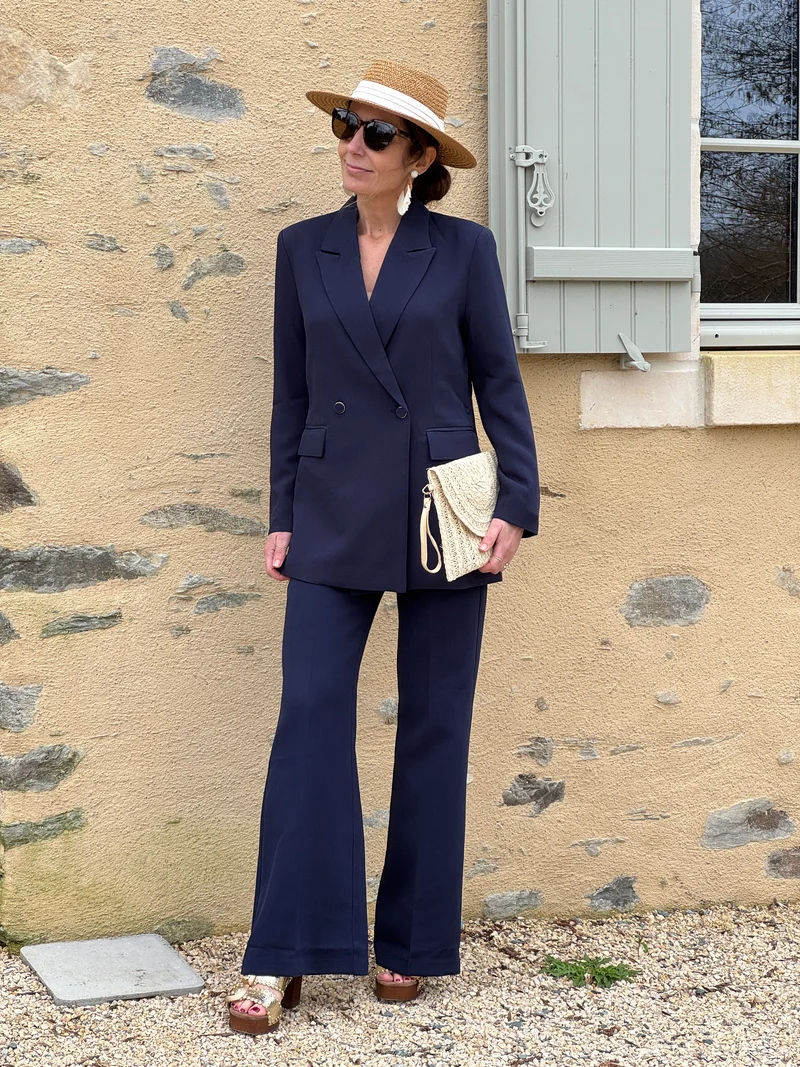 Pantalon droit taille haute marine PONY La Petite Étoile