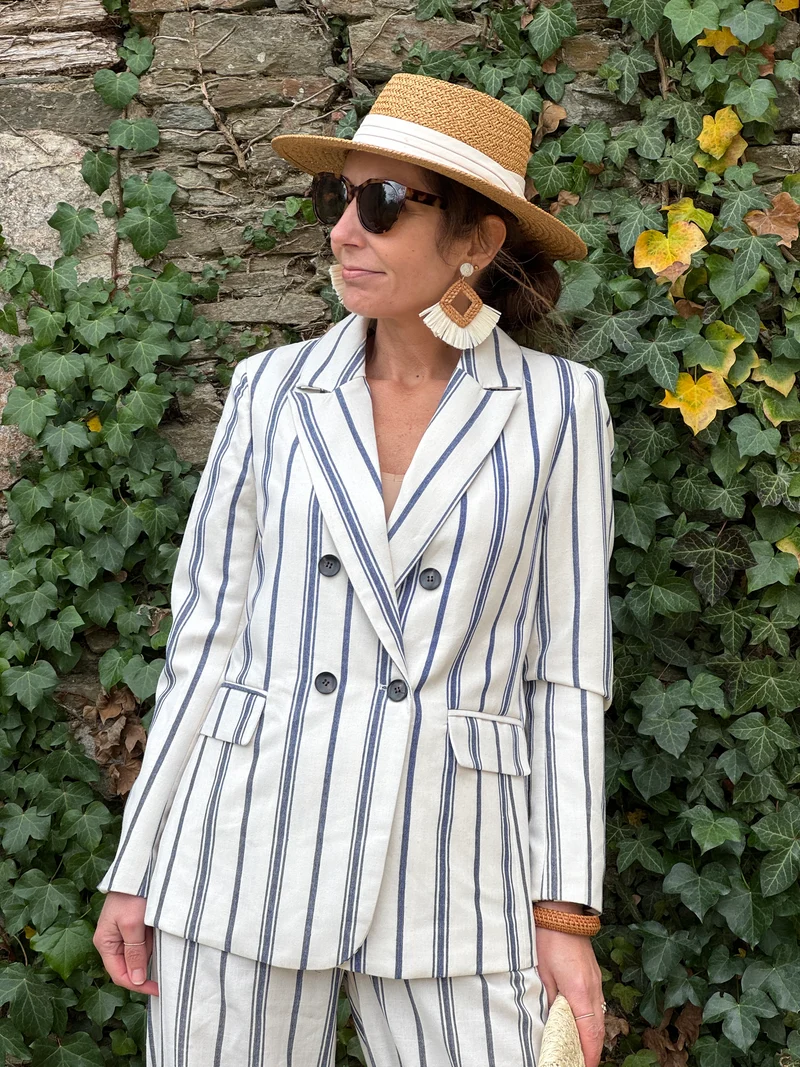 Veste beige rayures bleues YSEE