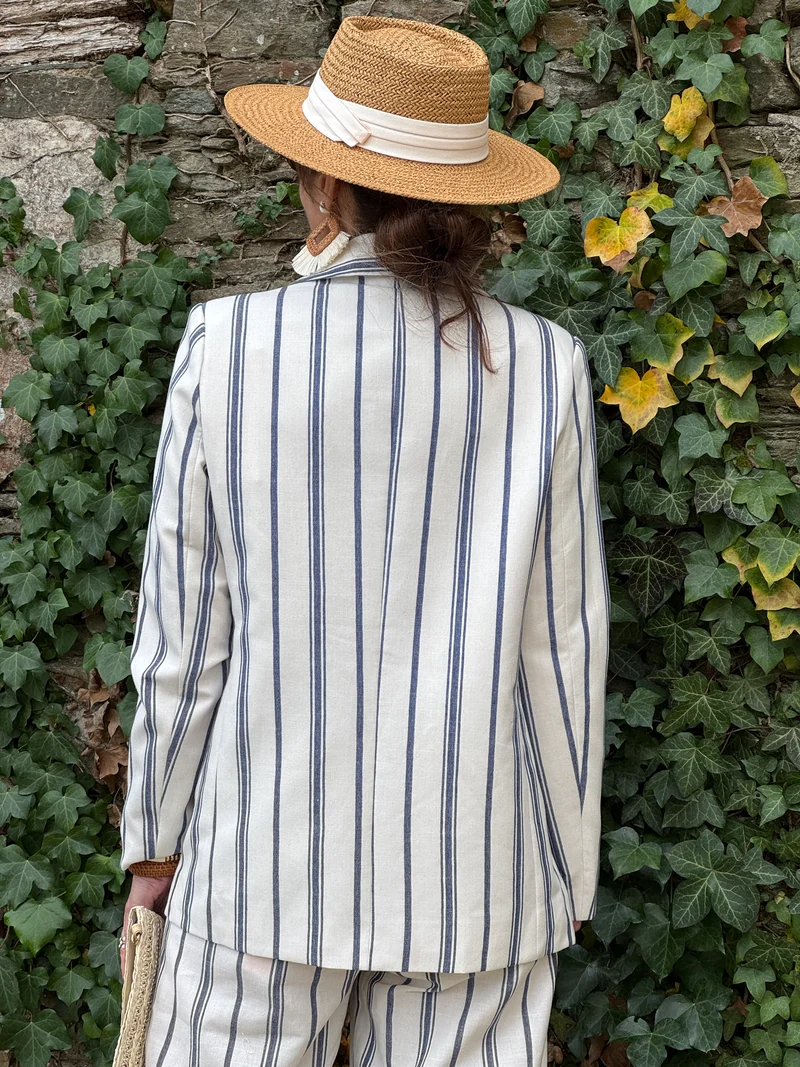 Veste beige rayures bleues YSEE