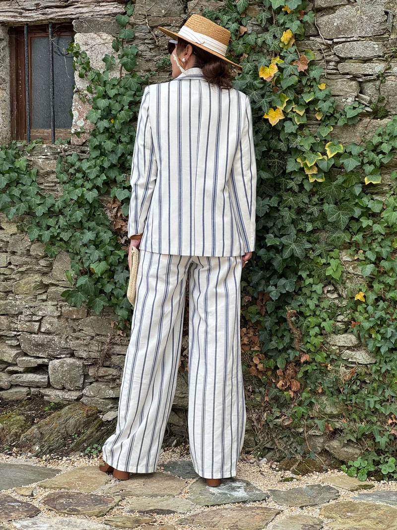 Veste beige rayures bleues YSEE