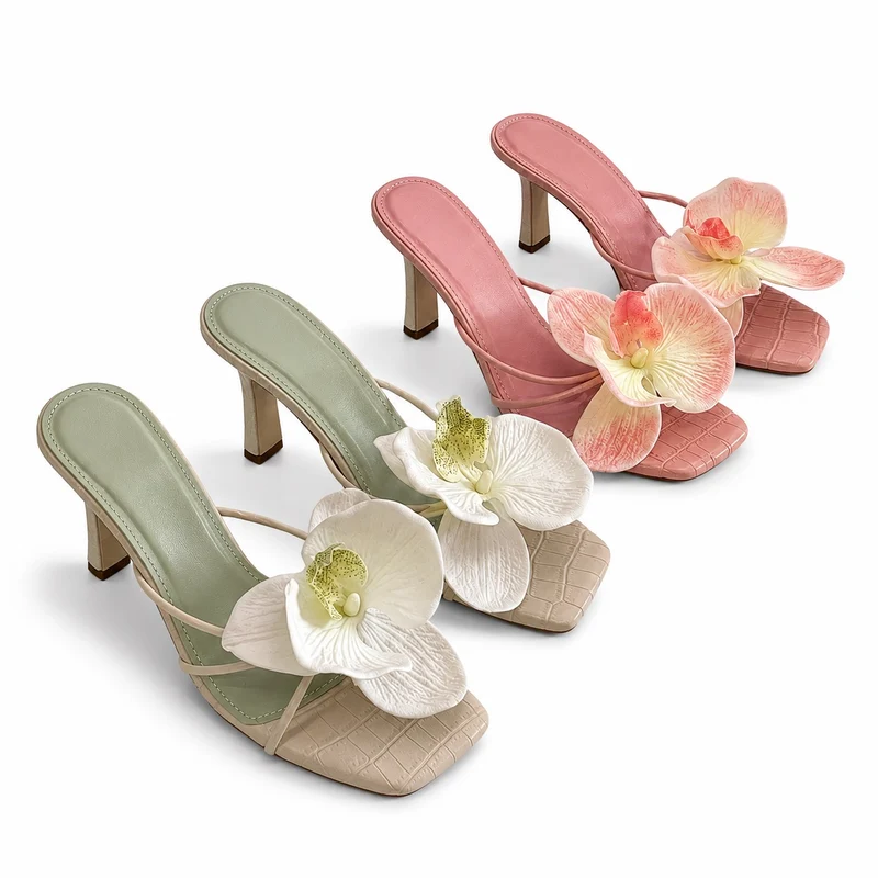 Flower Heeled Sandals