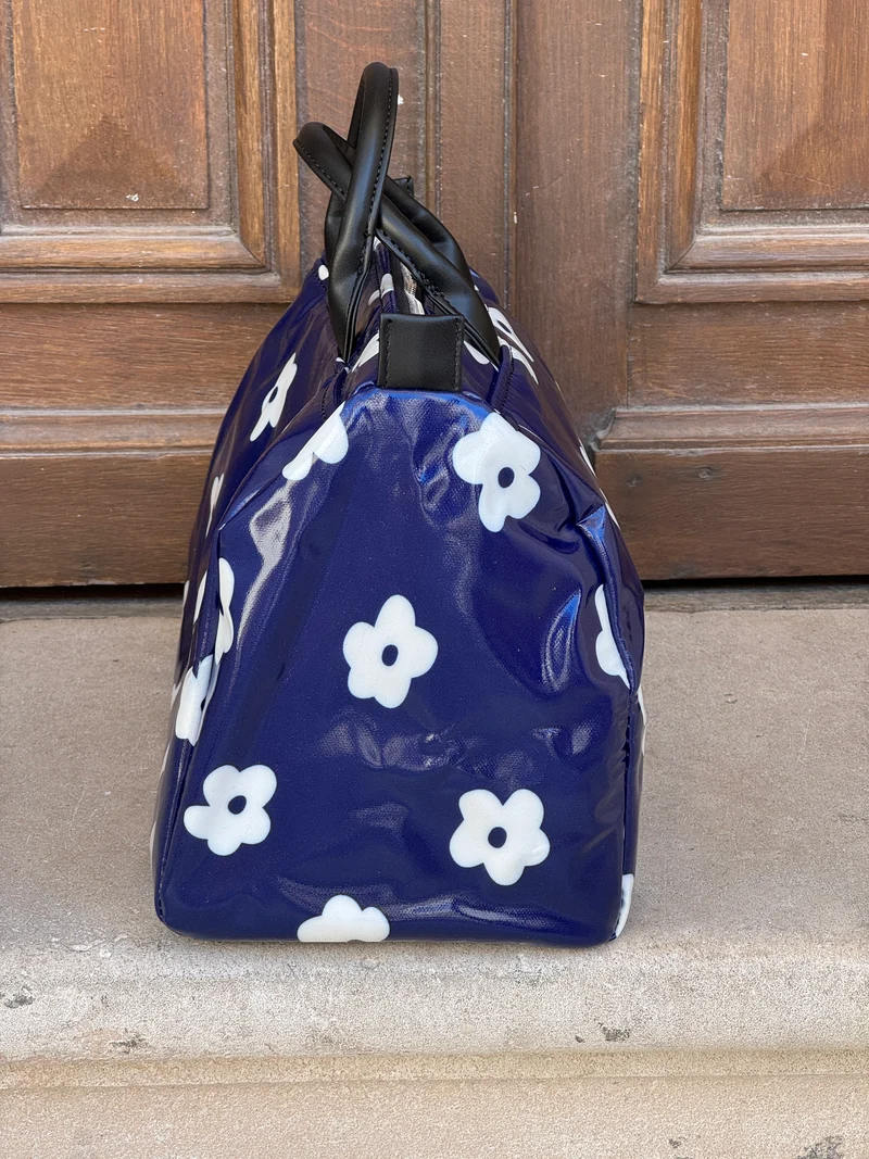 Sac marine imprimé de fleurs blanches N°180 BOWLING Hippocampe