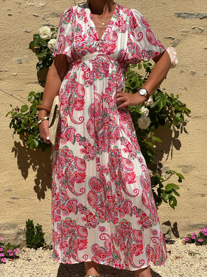 Robe imprimé floral rose et blanche SUZY In April 1986