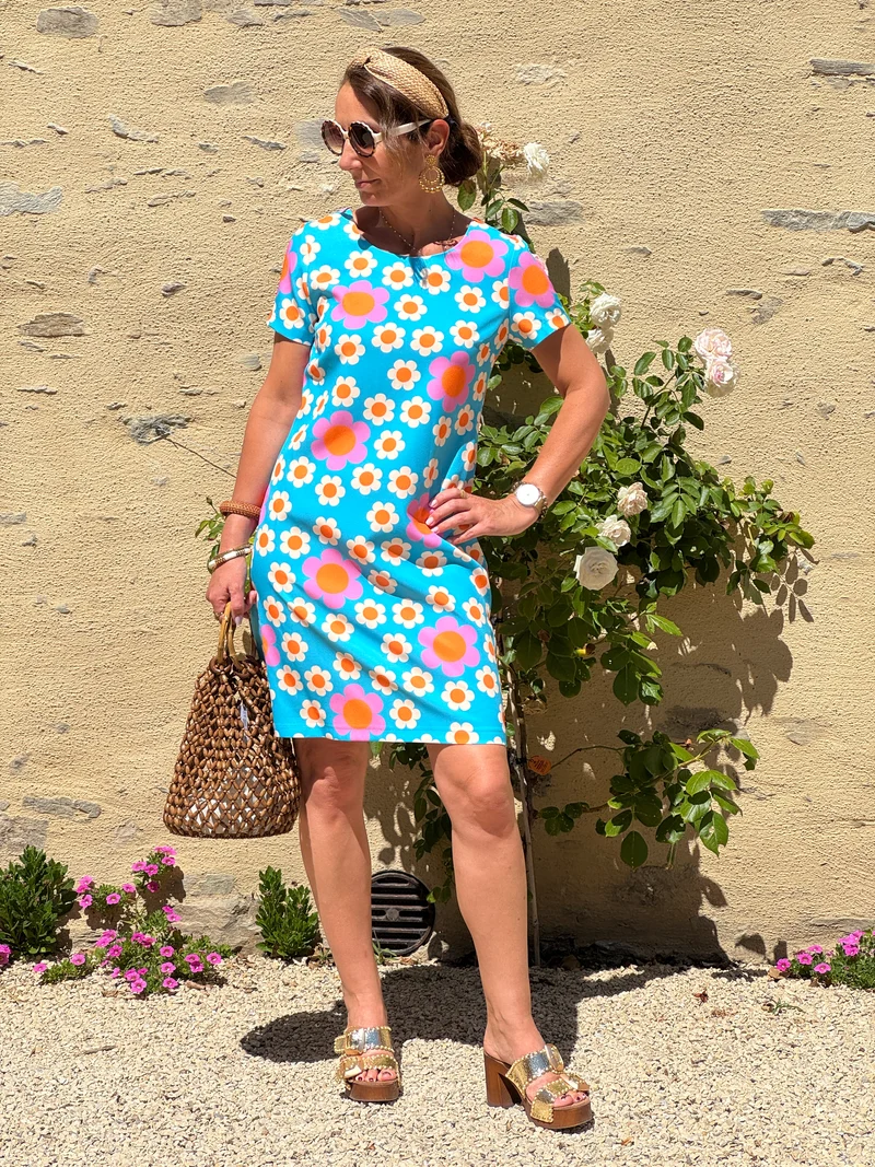 Robe bleu SEVENTIES N°36 Hippocampe