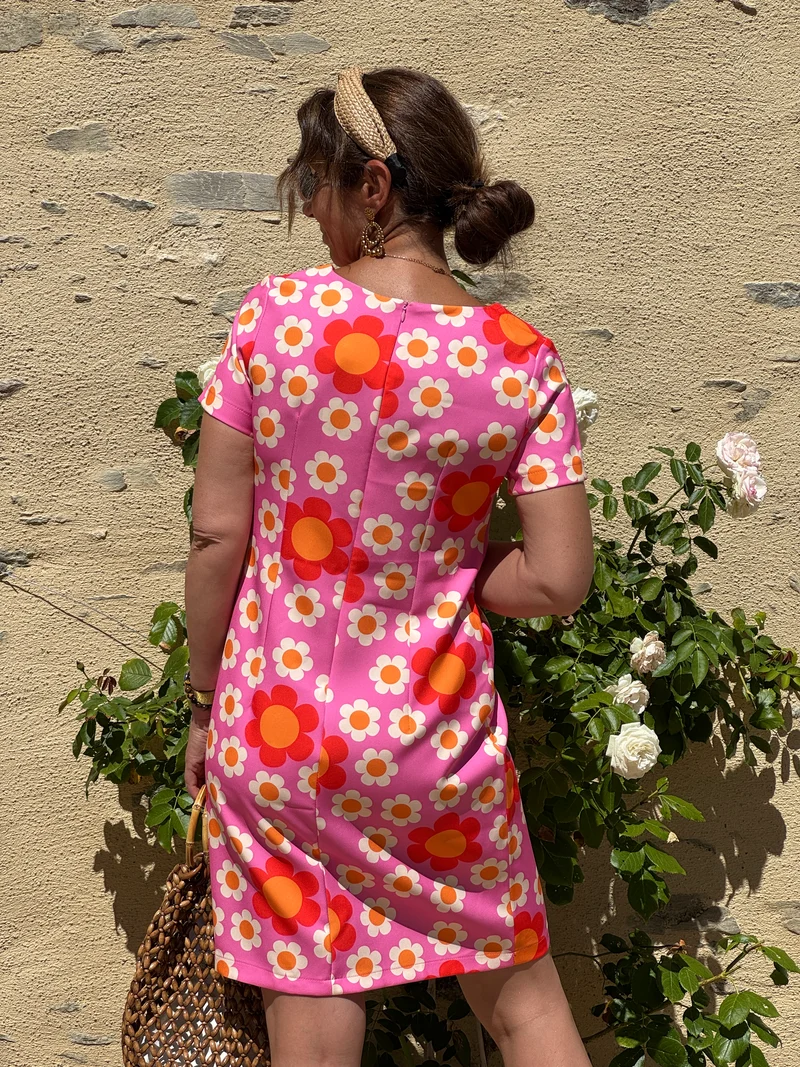 Robe fuchsia SEVENTIES N°36 Hippocampe