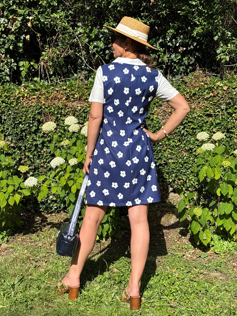 Robe marine fleurs blanches KATE Hippocampe