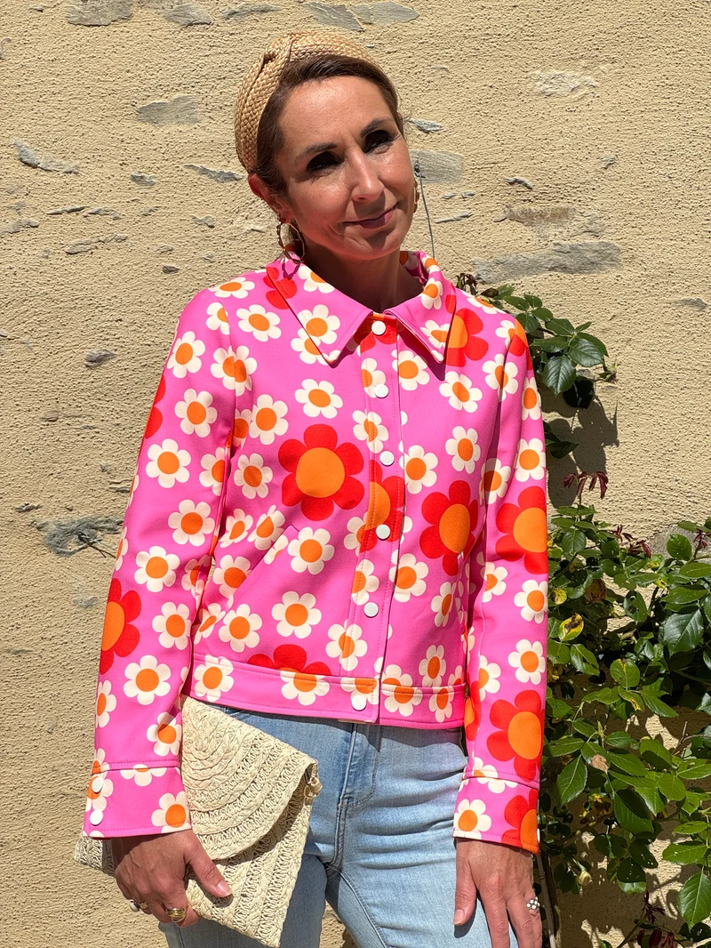 Veste marguerites rose fuchsia FLOWER POWER Hippocampe