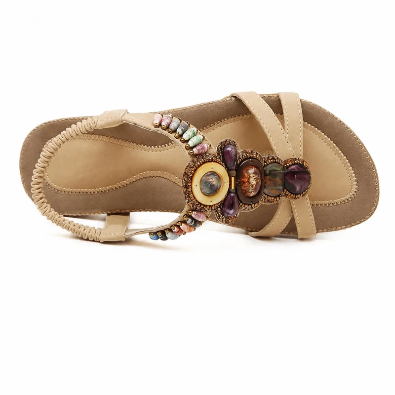 Women's Beige Bohemian Style Sandal with Straps
