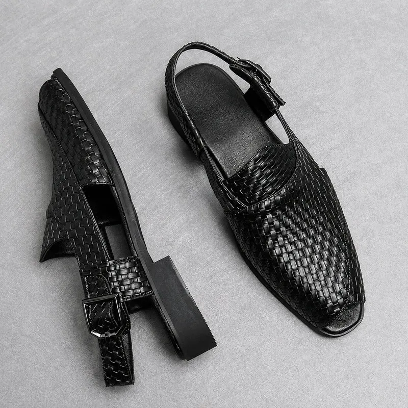 Men's Crocodile Style Heeled Sandal