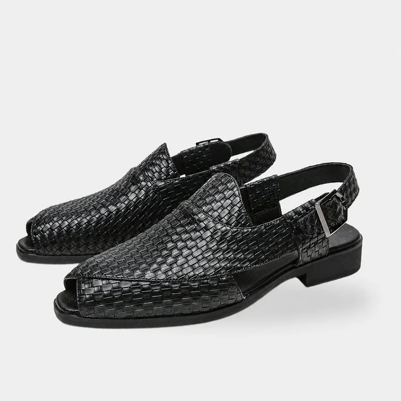 Men's Crocodile Style Heeled Sandal
