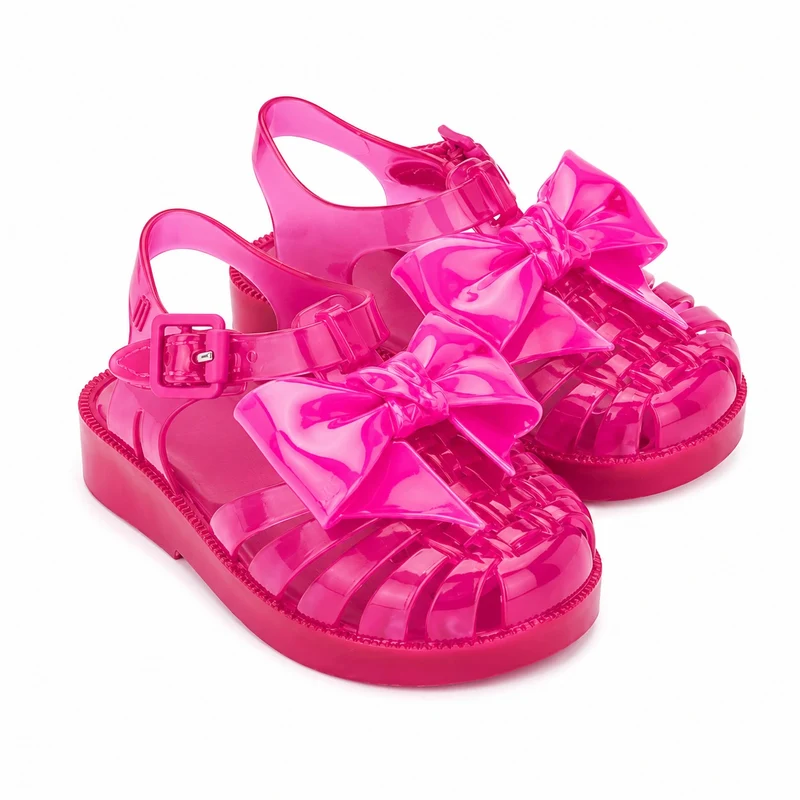 Baby Jellyfish Sandal in Fushia Pink with Bow Tie