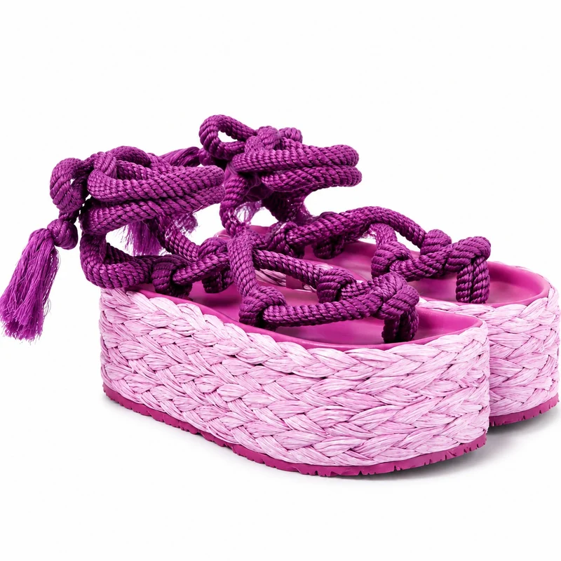 Women's Purple Gladiator Sandal with High Platform