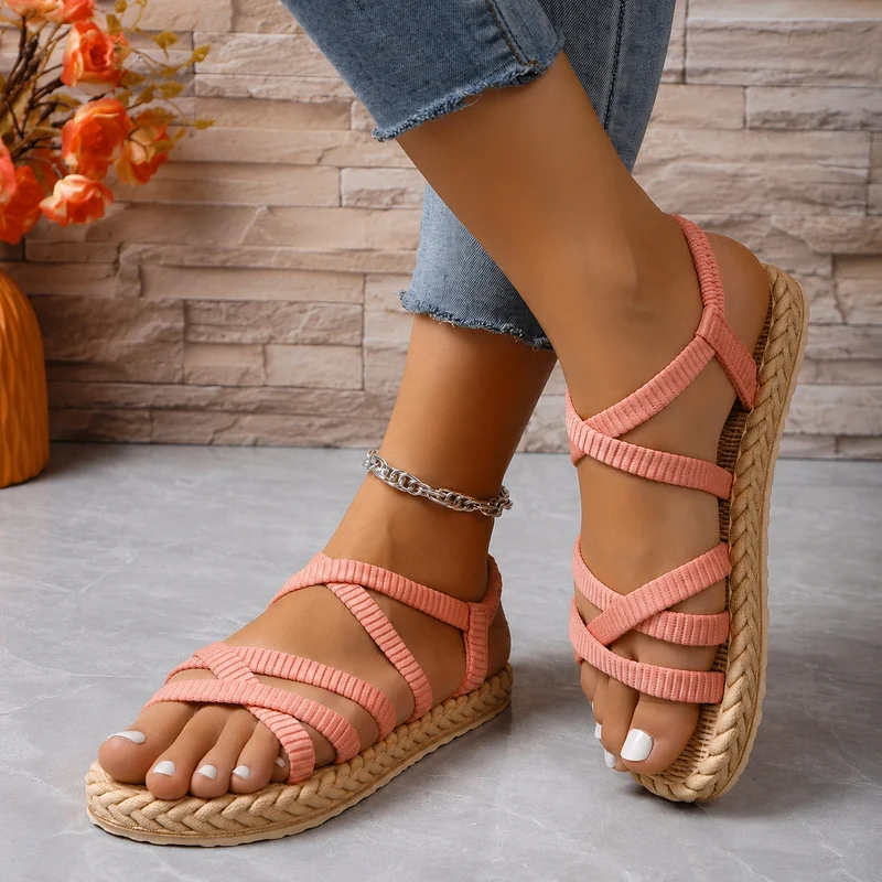Women's Gladiator Sandal with Crossed Straps Pink
