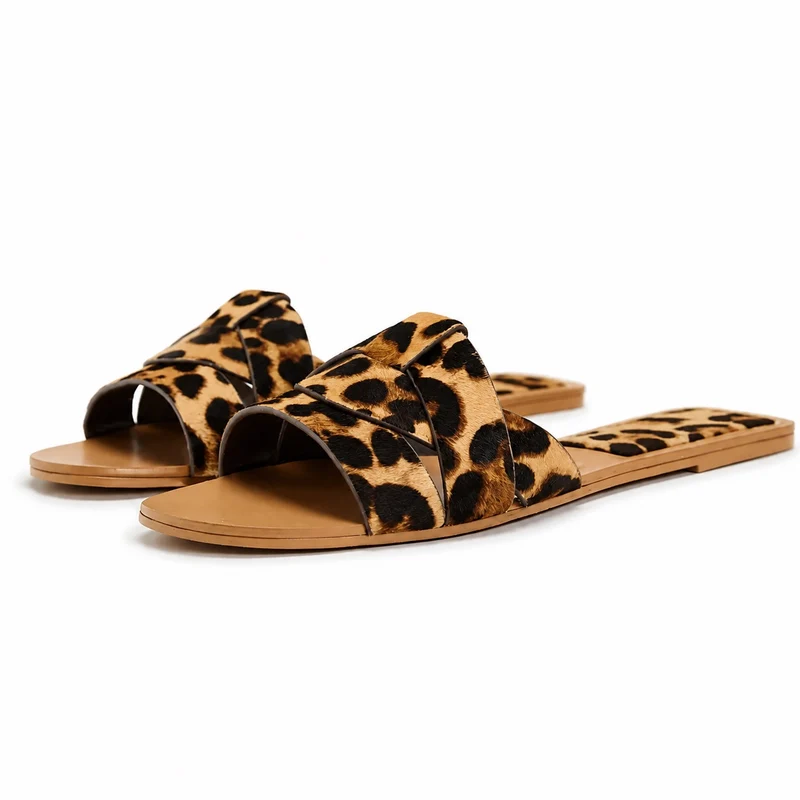 Leopard Slipper Style Elegant Sandal
