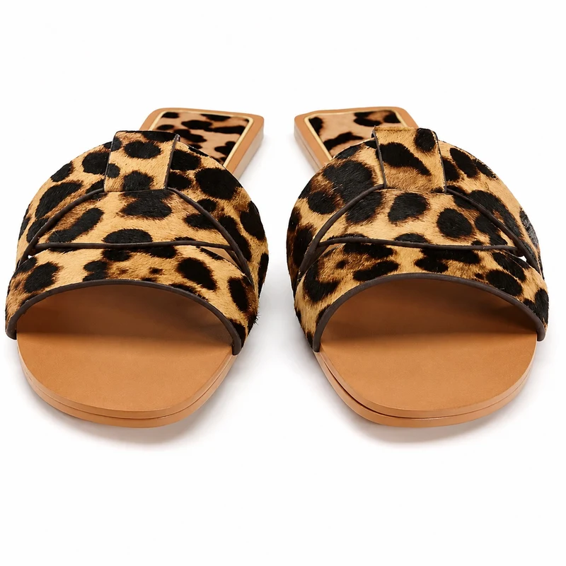 Leopard Slipper Style Elegant Sandal
