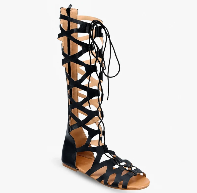 Black High Top Gladiator Sandal with Zipper Closure
