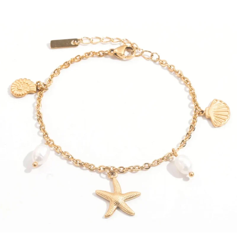 Bracelet étoile de mer doré en acier inoxydable