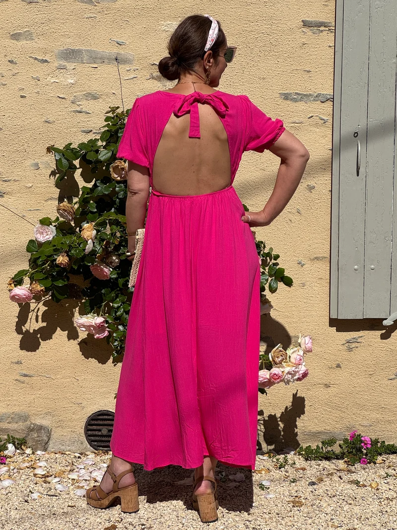 Robe fuchsia longue SOLINE In April 1986