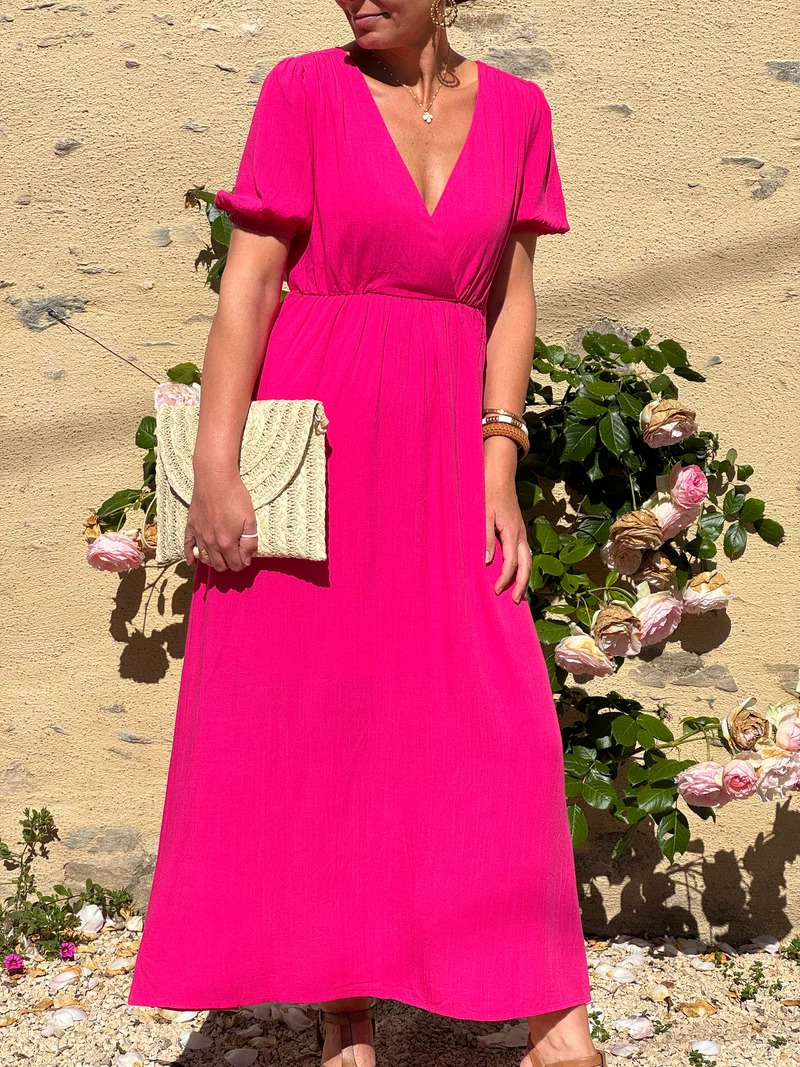 Robe fuchsia longue SOLINE In April 1986