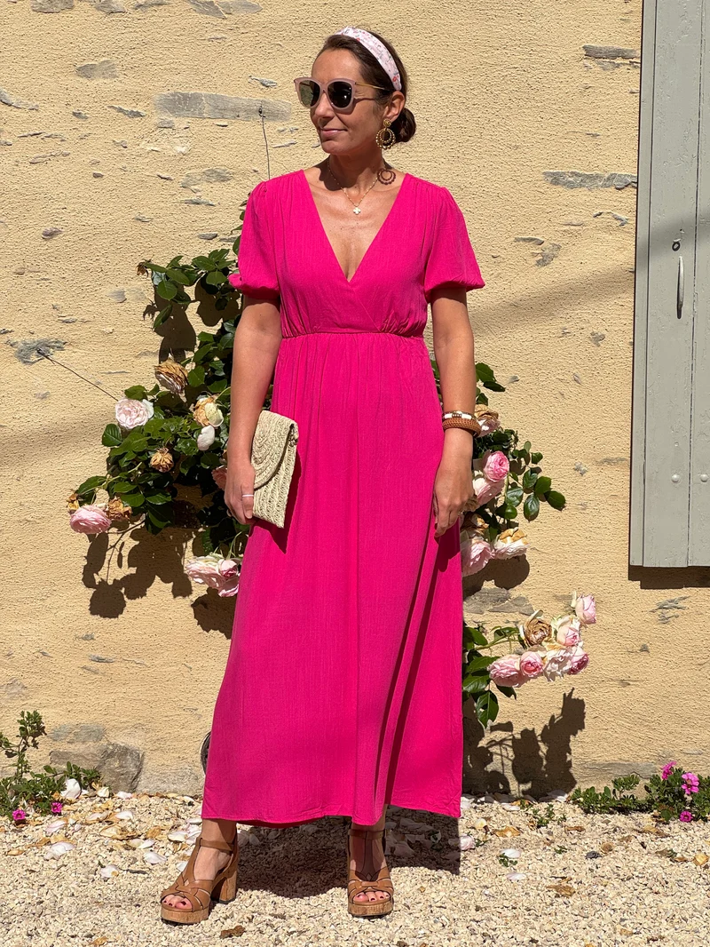 Robe fuchsia longue SOLINE In April 1986