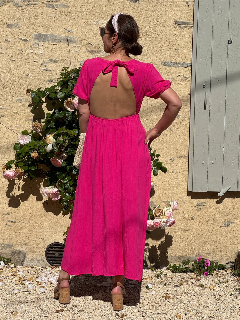 Robe fuchsia longue SOLINE In April 1986