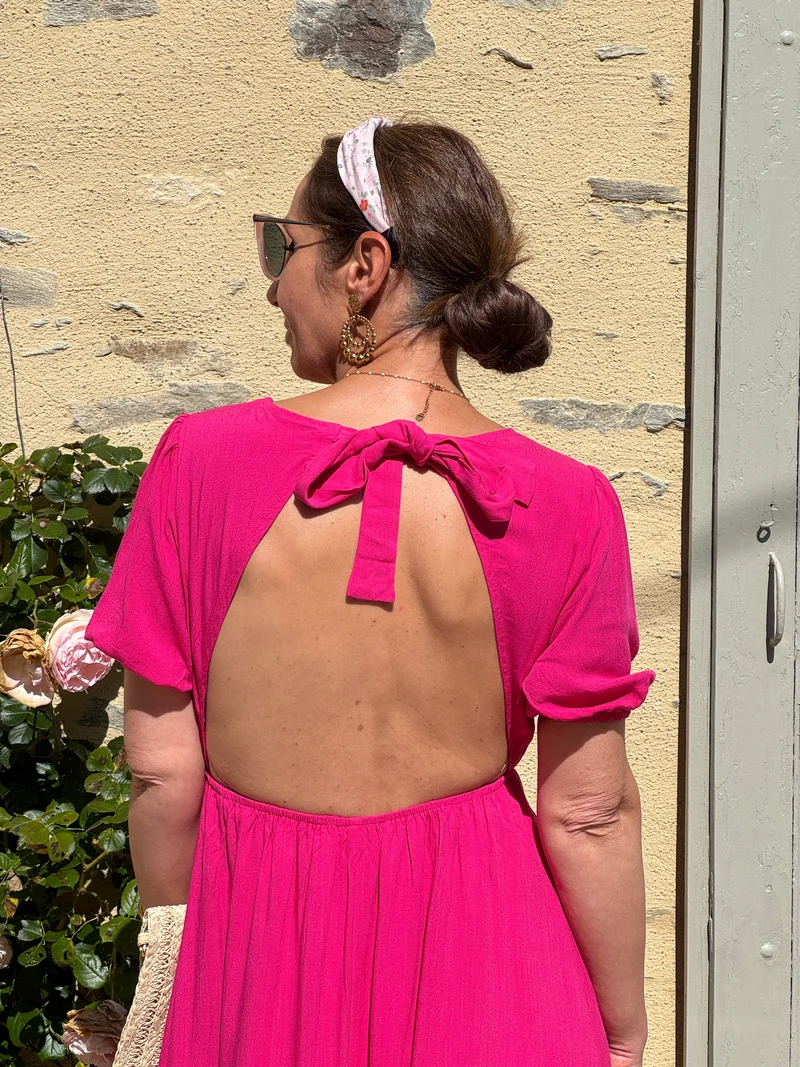 Robe fuchsia longue SOLINE In April 1986