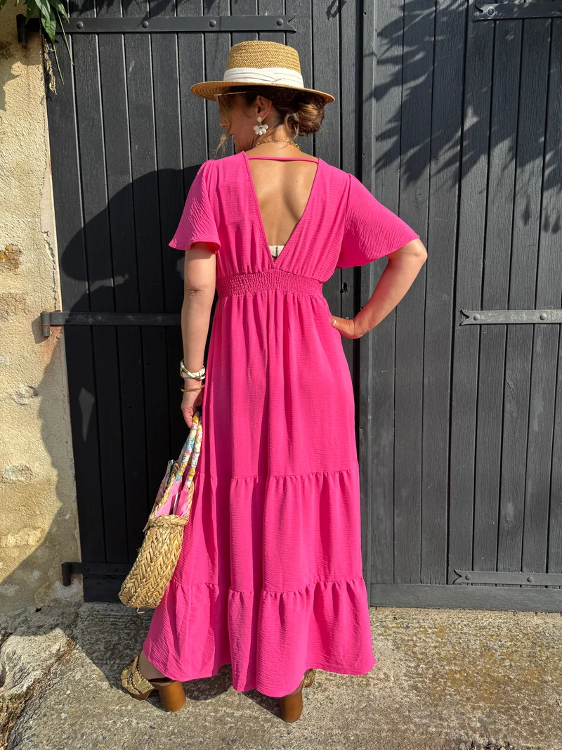 Robe longue fuchsia SIBYLLE In April 1986