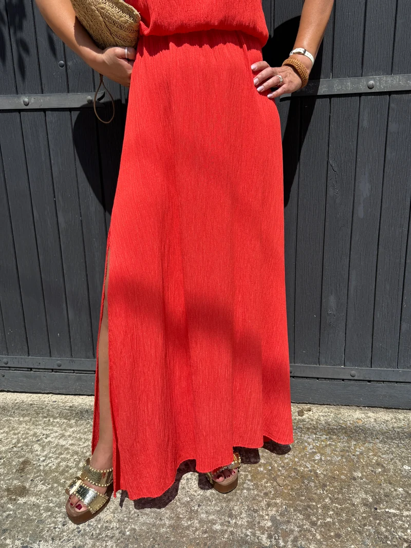 Ensemble top et jupe longue orange MELODIE