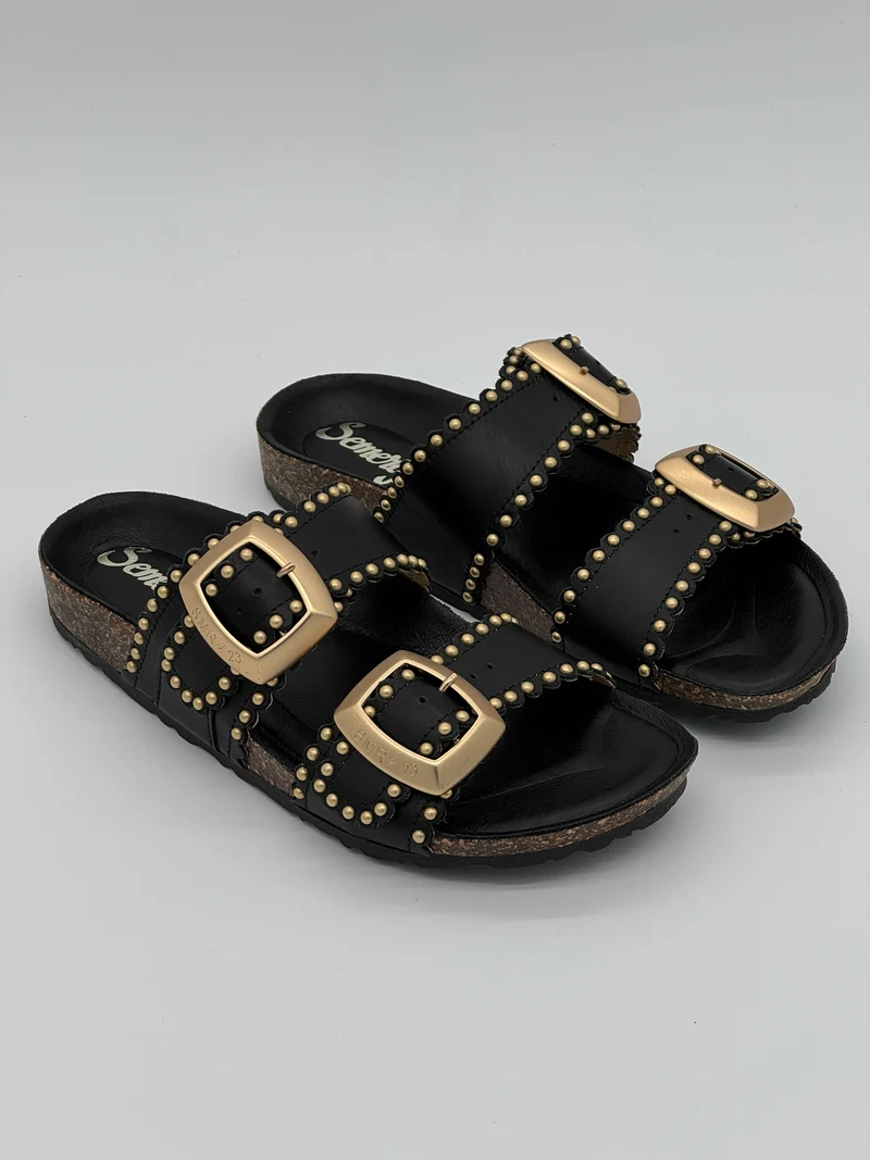 Mules noires Cuir Lisse ARONA Semerdjian