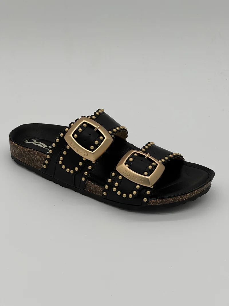 Mules noires Cuir Lisse ARONA Semerdjian