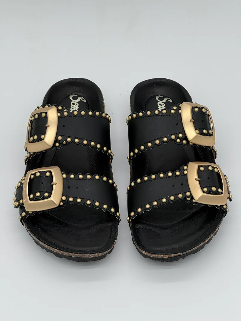 Mules noires Cuir Lisse ARONA Semerdjian
