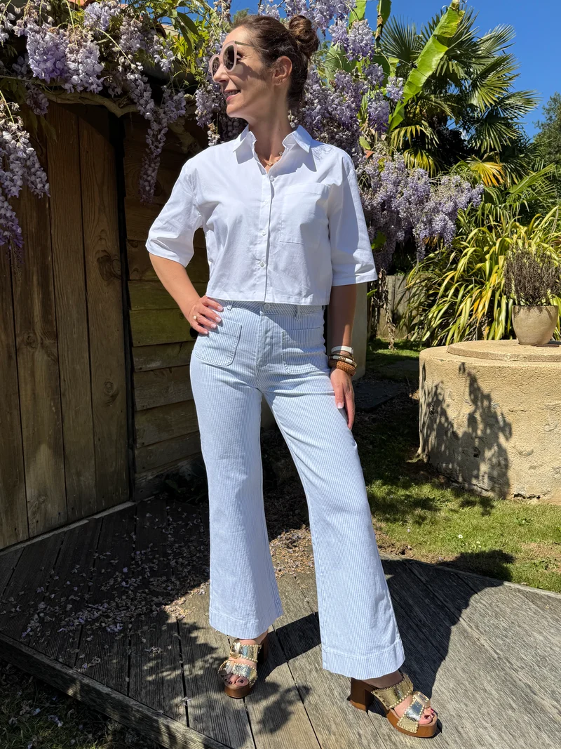 Jeans denim rayé bleu ELENETTE Oraije