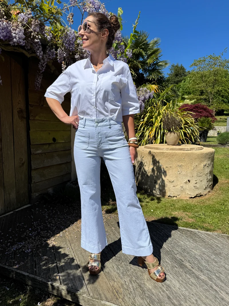 Jeans denim rayé bleu ELENETTE Oraije
