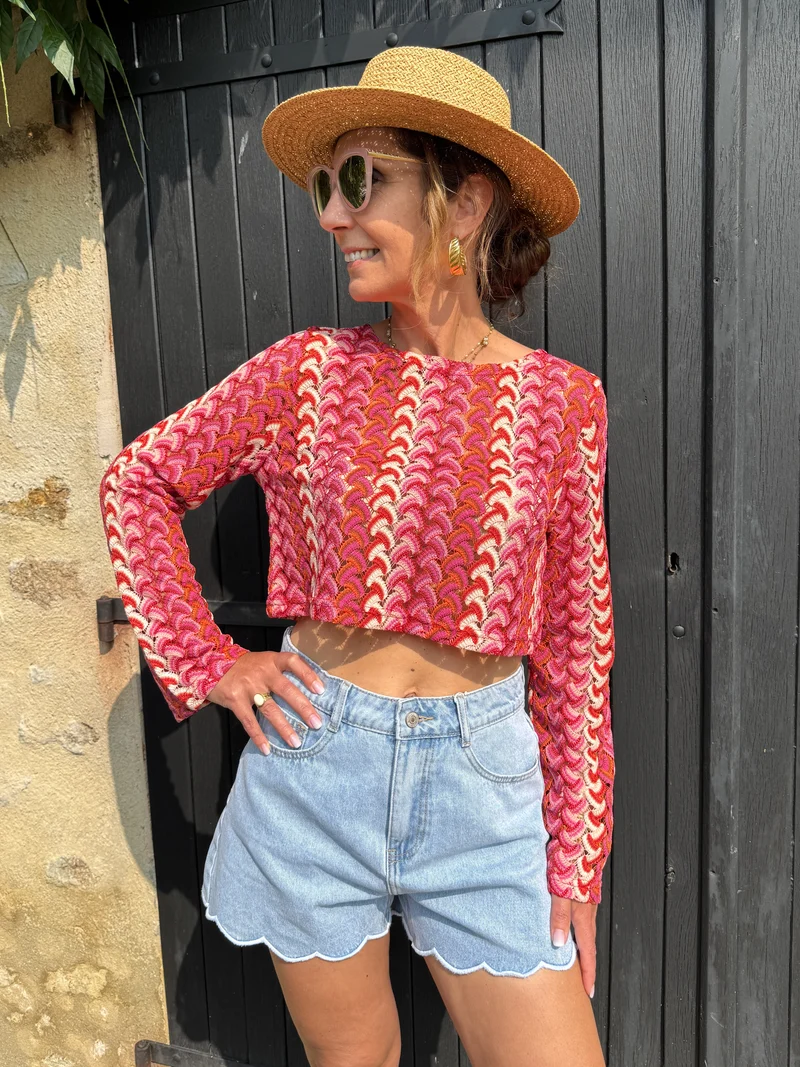 Short FLEUR denim clair Oraije
