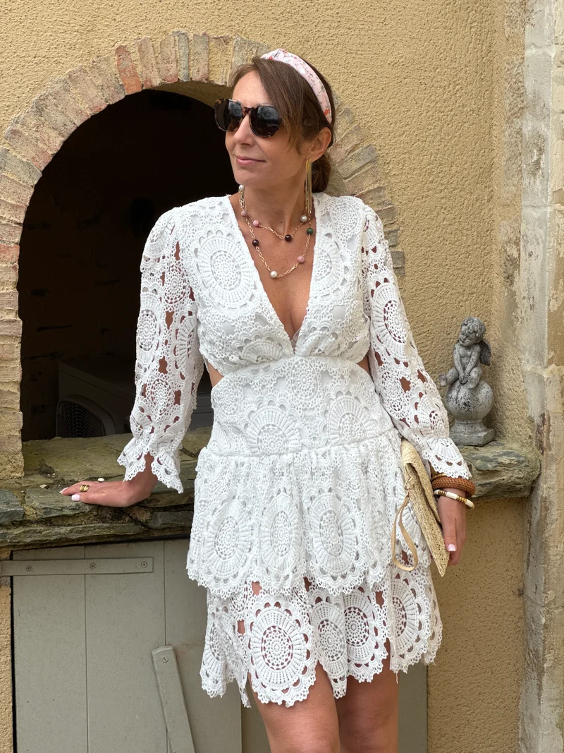 Robe blanche broderie anglaise ajourée APOLLINE