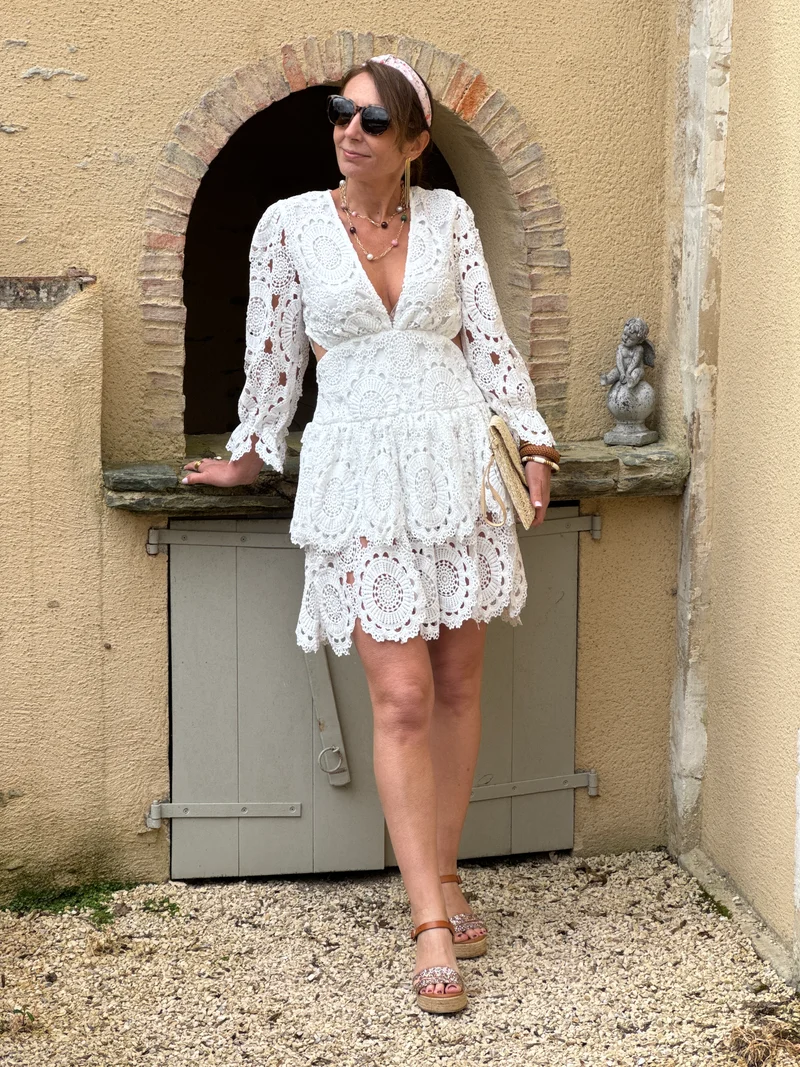 Robe blanche broderie anglaise ajourée APOLLINE