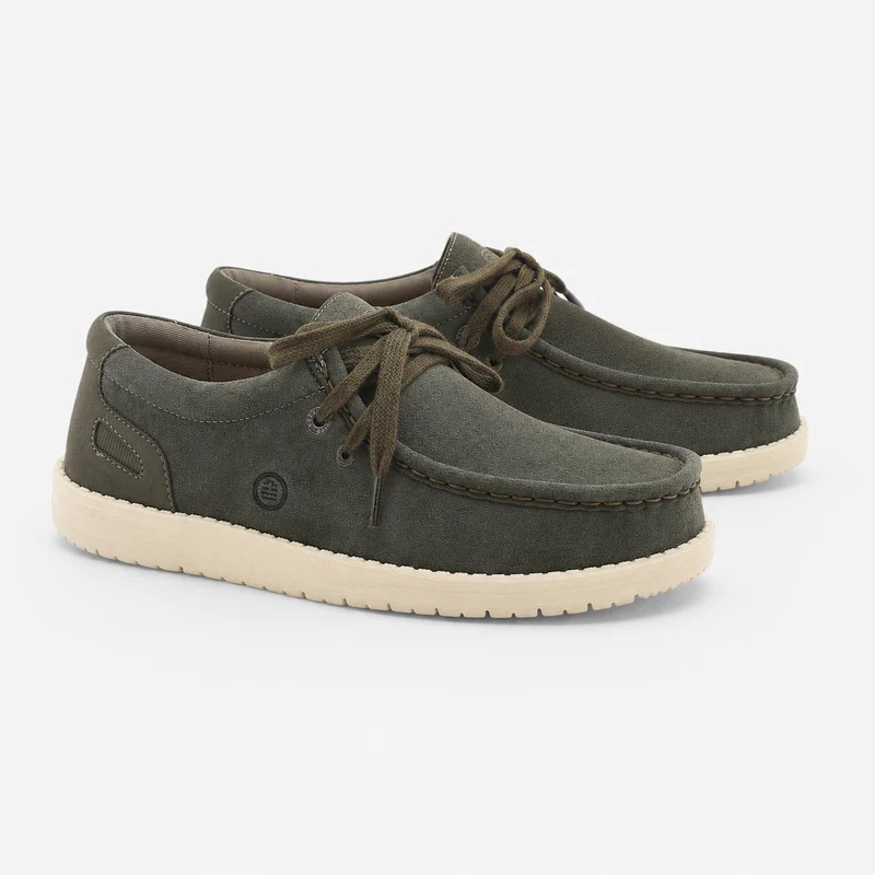 Chaussures bateau en suède vert kaki Saint Jean SBPLAY