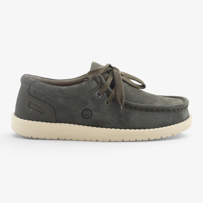 Chaussures bateau en suède vert kaki Saint Jean SBPLAY