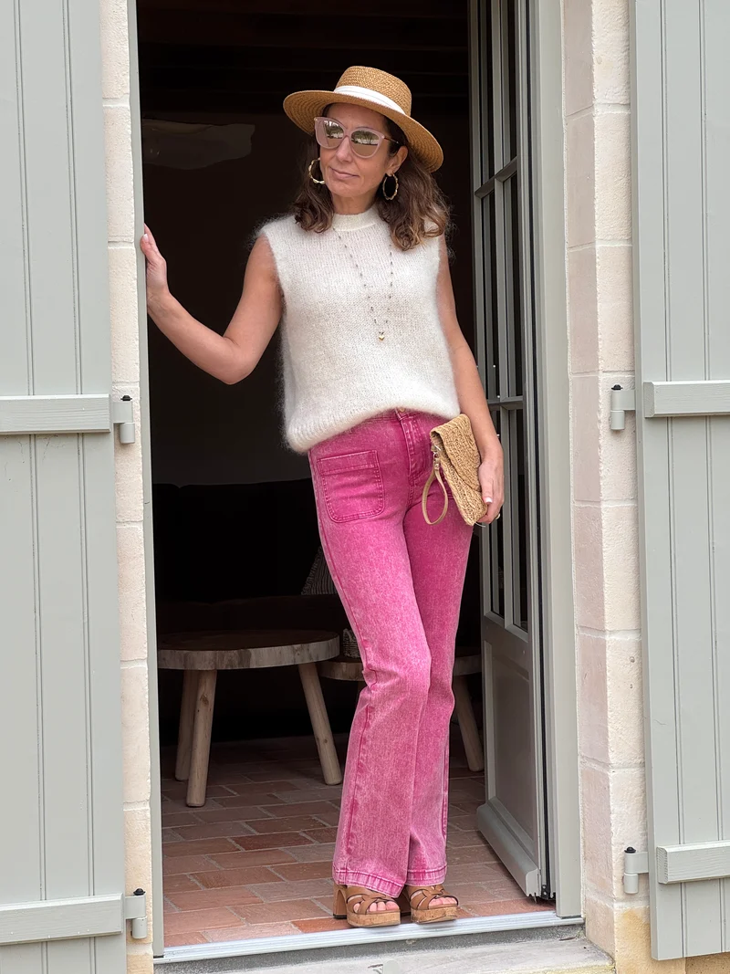 Jean flare framboise délavé SONNY La Petite Étoile