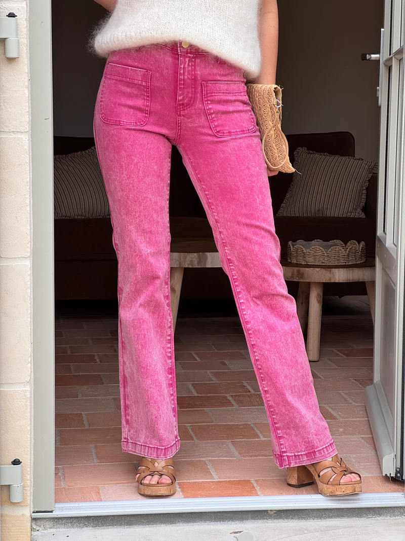Jean flare framboise délavé SONNY La Petite Étoile